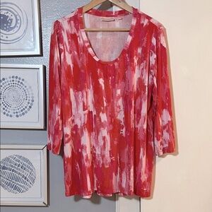 Belle by Kim Gravel TripleLuxe Knit Fierce & Femme Multicolor V-Neck Top M